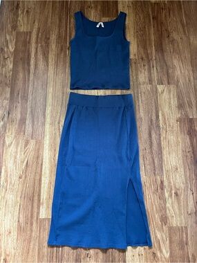 Pact Refined Ribbed Midi Skirt And Tank Top Matching Set Organic Cotton- XS